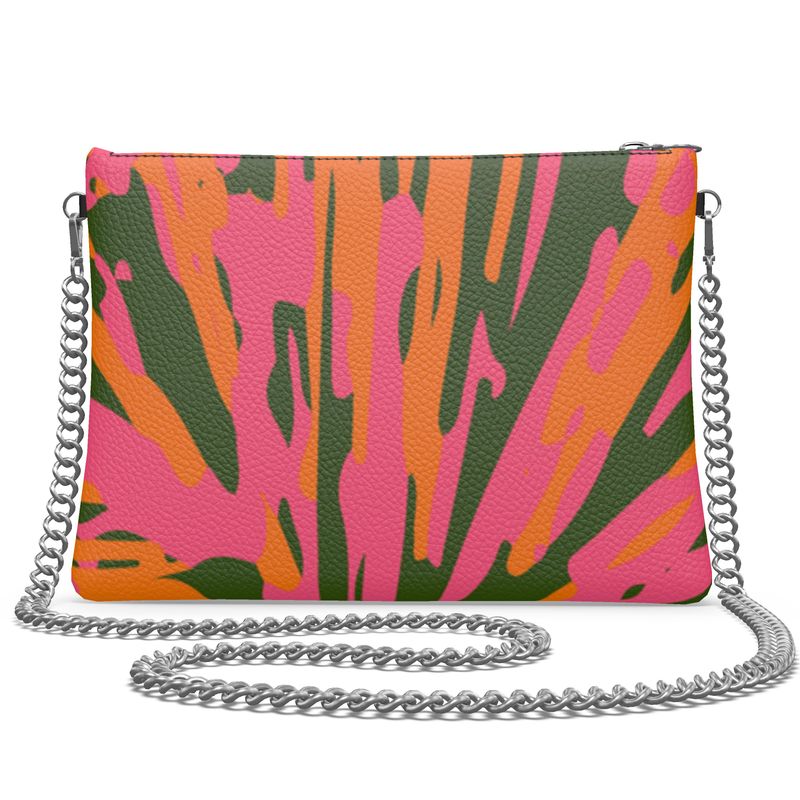 Cherish Chain Strap Handbag in Textured Nappa Leather - Fan Pink/Orange/Green