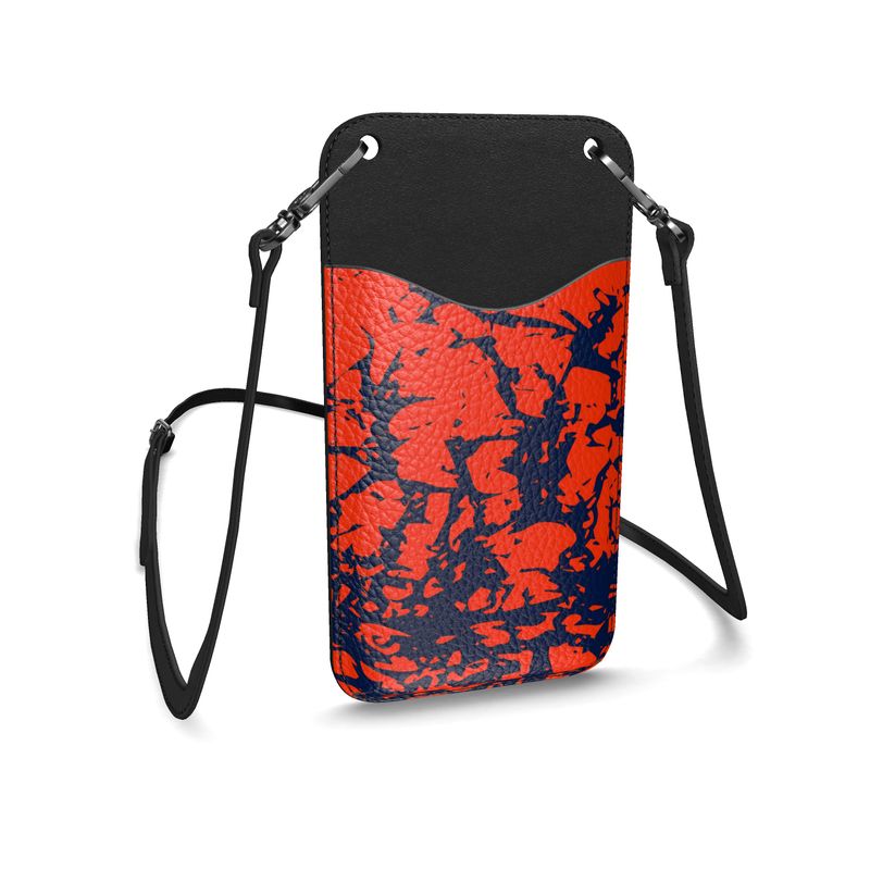 PHENOMENAL Nappa Leather Phone Bag in Orange/Green/Blue Fan