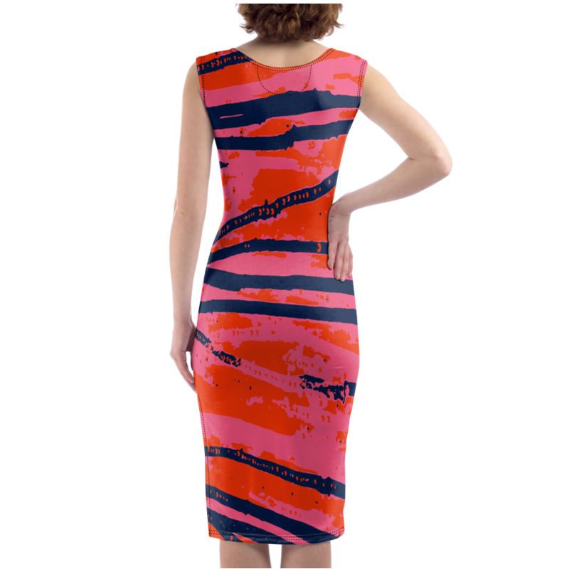 BOSSING IT Sleeveless Bodycon Dress - Esther Red/Pink/Blue