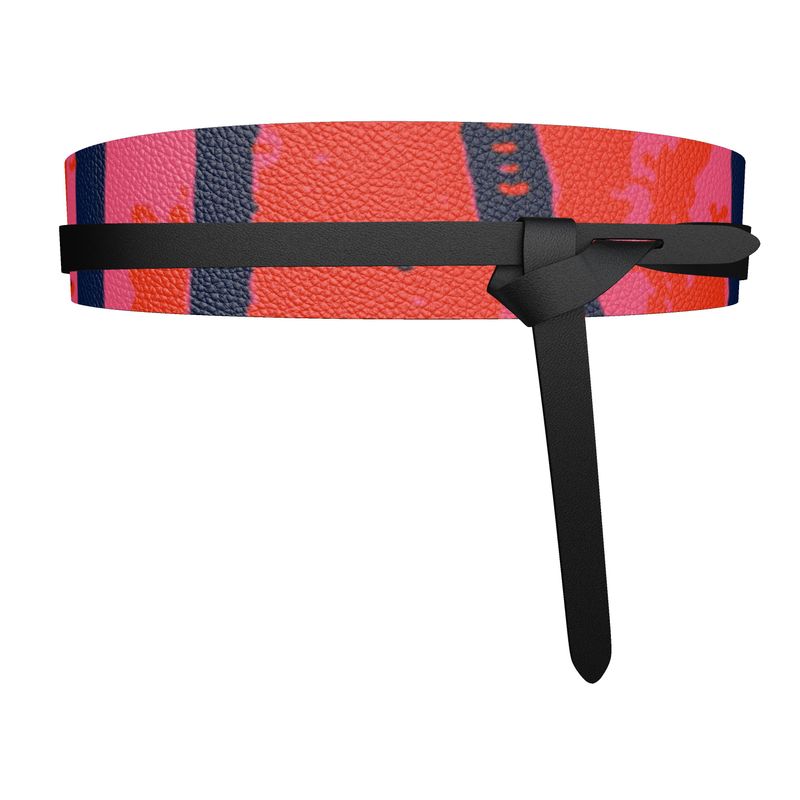 WORTHY Textured Nappa Leather Wrap Belt - Esther Red/Pink/Blue