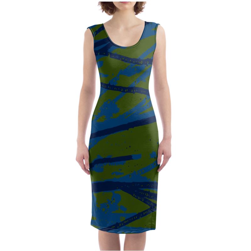 BOSSING IT Sleeveless Bodycon Dress - Esther Blue/Green