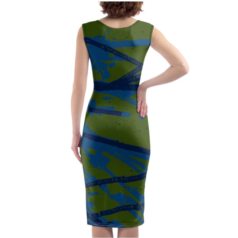 BOSSING IT Sleeveless Bodycon Dress - Esther Blue/Green