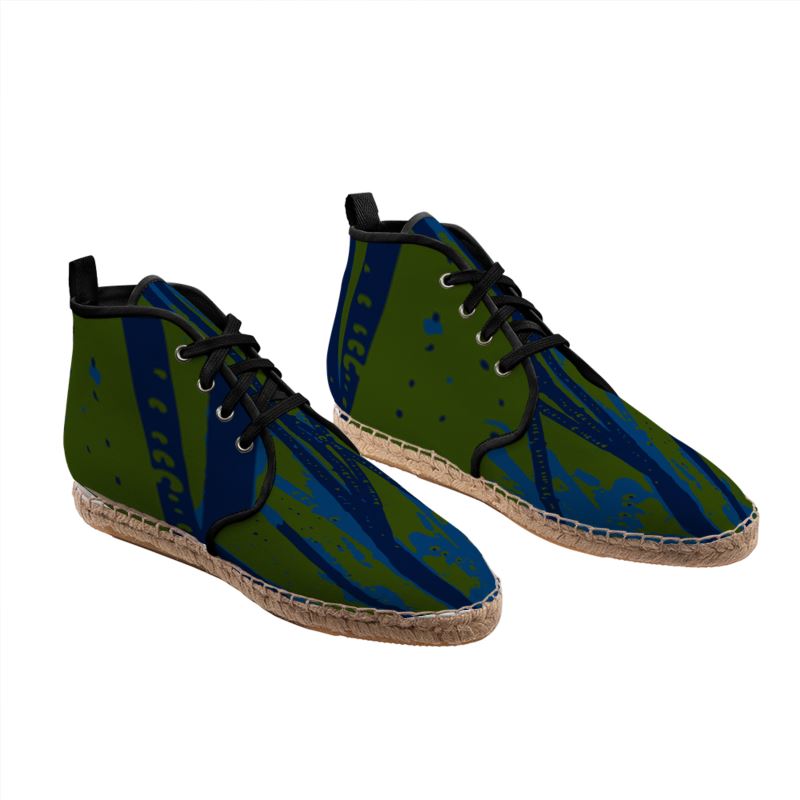 HEROIC Unisex High-Top Espadrille Ankle Boots - Esther Green/Blue