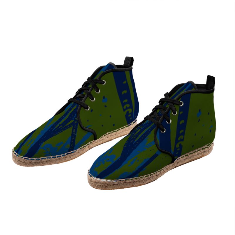 HEROIC Unisex High-Top Espadrille Ankle Boots - Esther Green/Blue