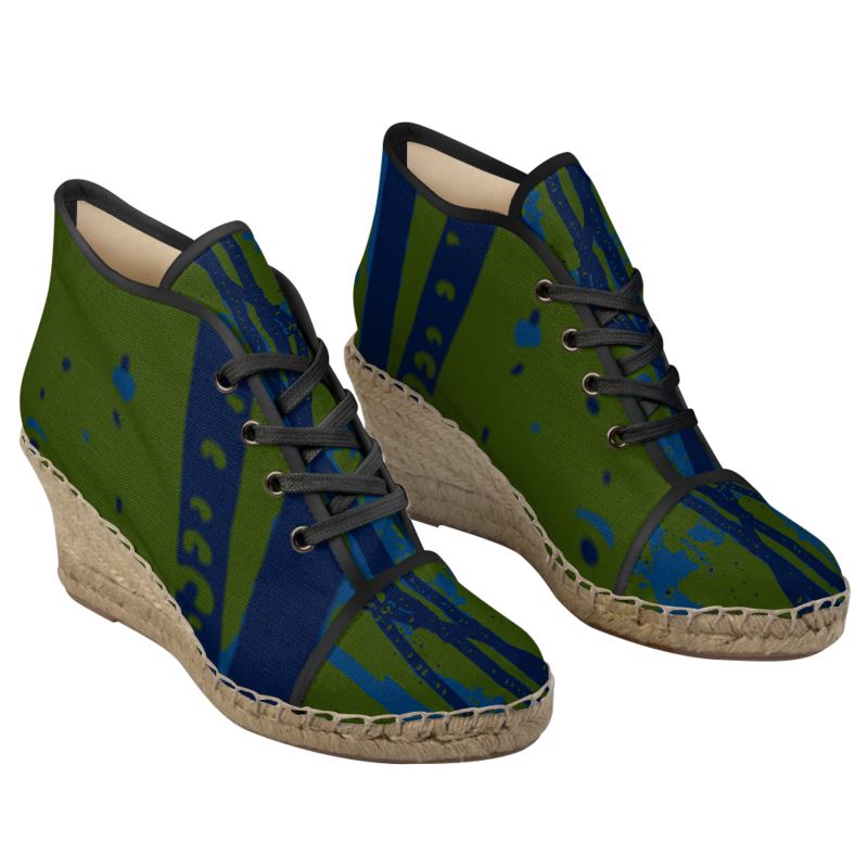 HEROIC Unisex High-Top Espadrille Ankle Boots - Esther Green/Blue