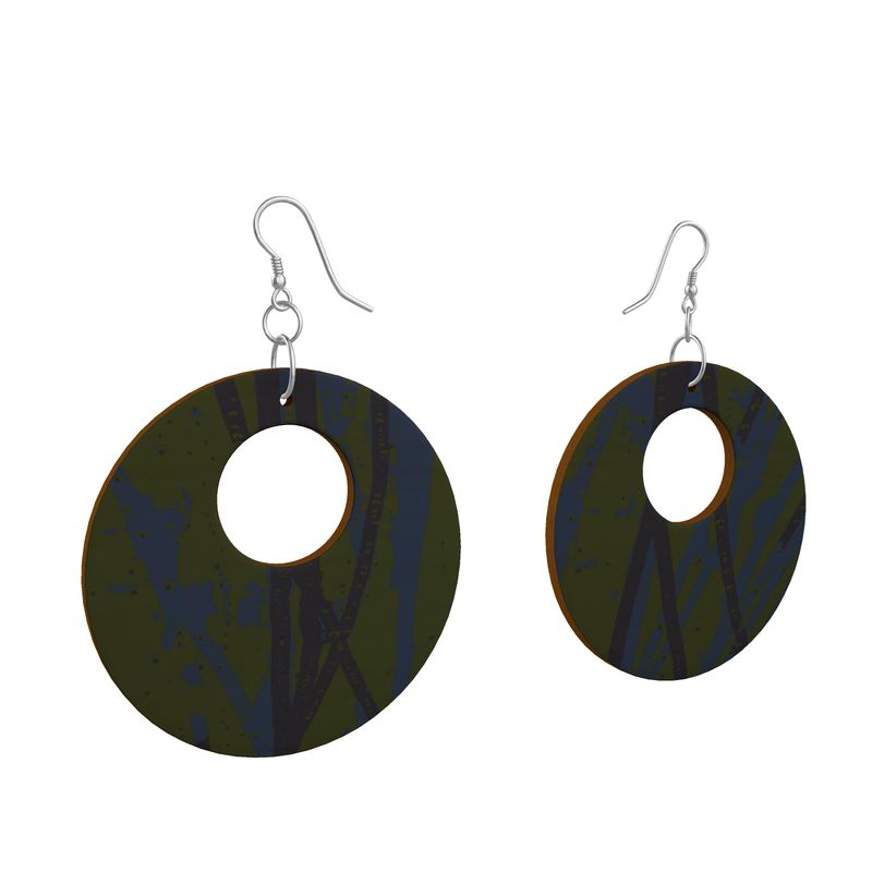 EFFORTLESS Organic Shape Wooden Drop Earrings - Esther Green/Blue