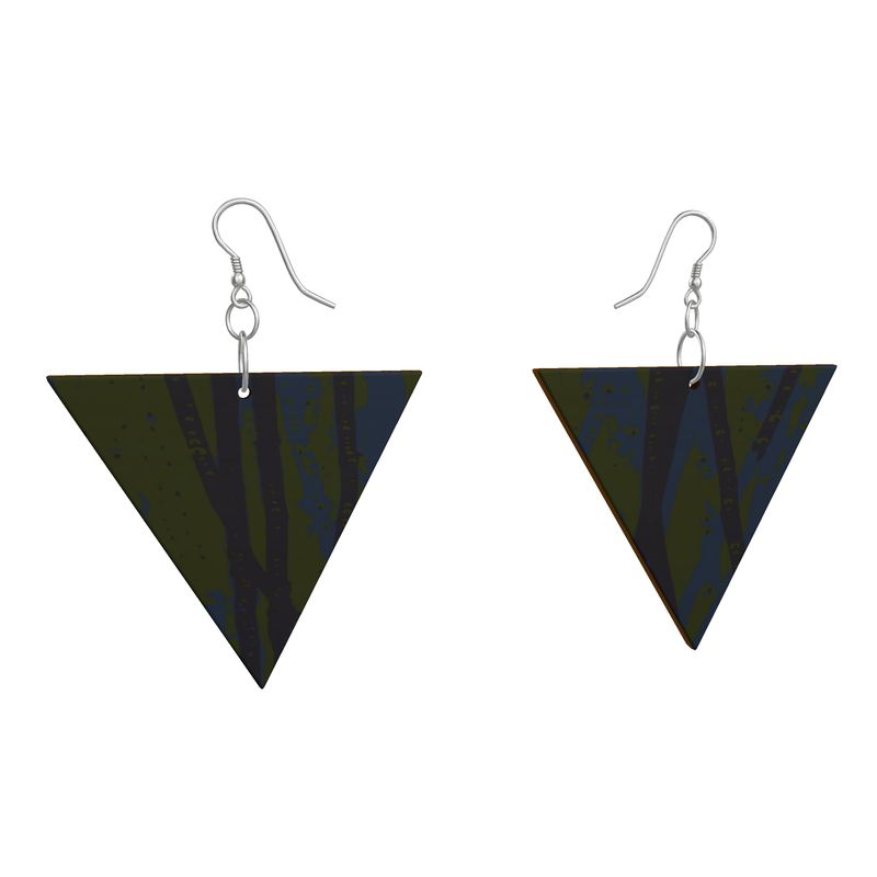 EFFORTLESS Geometric Wooden Drop Earrings -  Esther Green/Blue