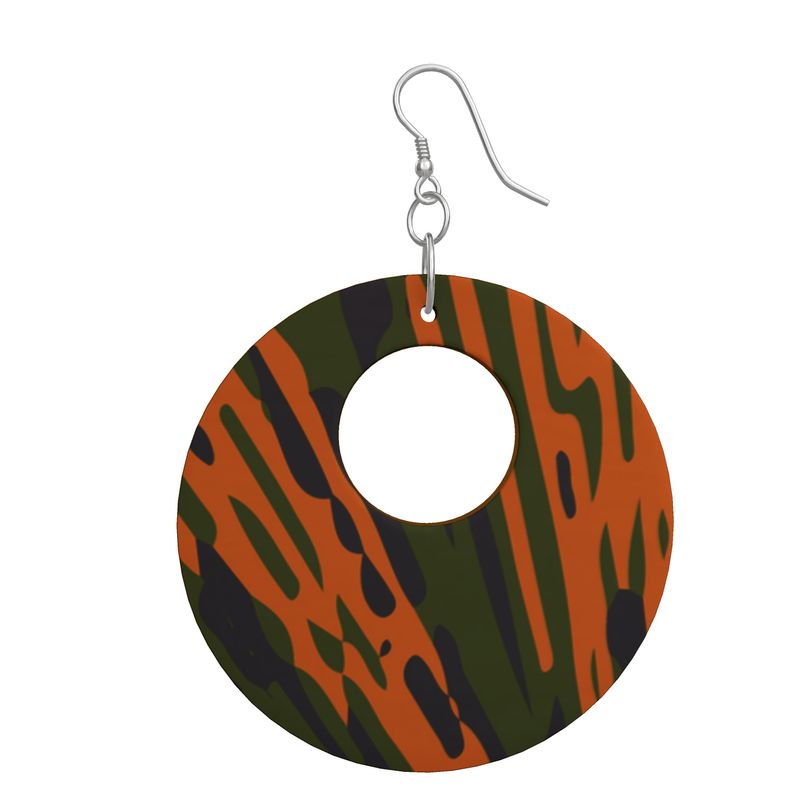 EFFORTLESS Organic Shape Wooden Drop Earrings - Fan Orange/Green/Blue