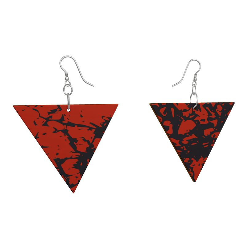 EFFORTLESS Geometric Wooden Drop Earrings - Zapillo Swash Red/Blue