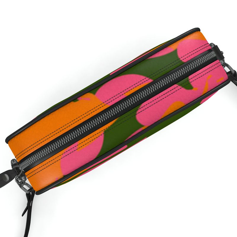 Chaperone Textured Nappa Leather Companion Bag with Non-removable Chain Strap - Fan Orange/Pink/Green