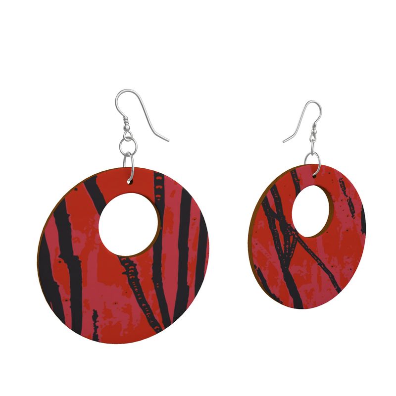 EFFORTLESS Organic Shape Wooden Drop Earrings - Esther Red/Pink/Blue