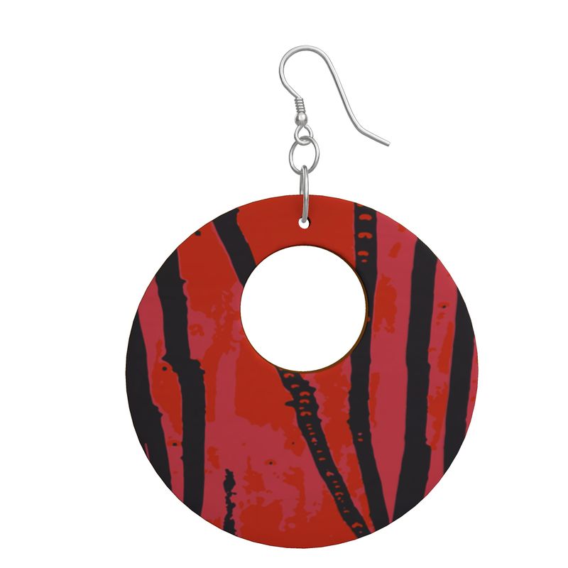 EFFORTLESS Organic Shape Wooden Drop Earrings - Esther Red/Pink/Blue