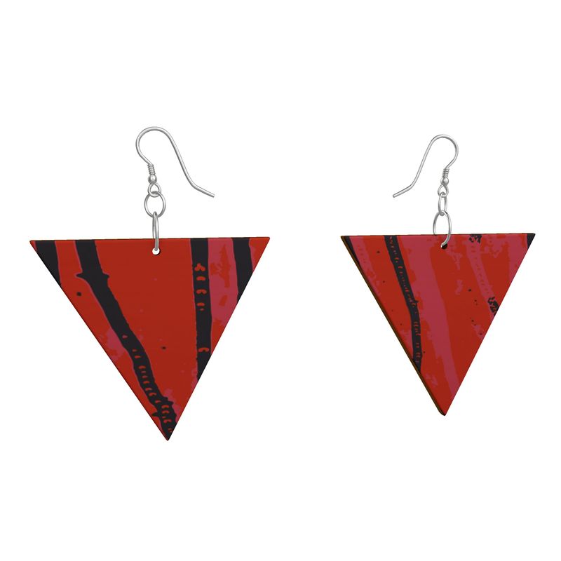 EFFORTLESS Geometric Wooden Drop Earrings - Esther Red/Pink/Blue