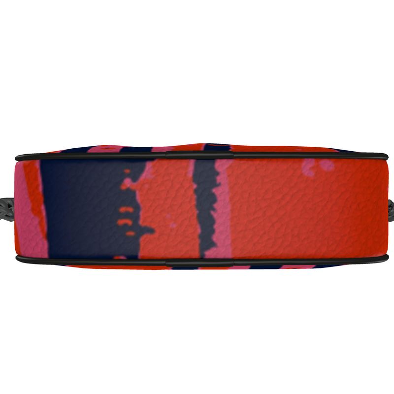 CHAPERONE Textured Nappa Leather Companion Bag with Non-Removable Chain Strap - Esther Red/Pink/Blue