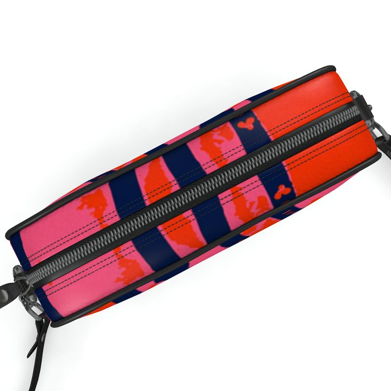 CHAPERONE Textured Nappa Leather Companion Bag with Non-Removable Chain Strap - Esther Red/Pink/Blue