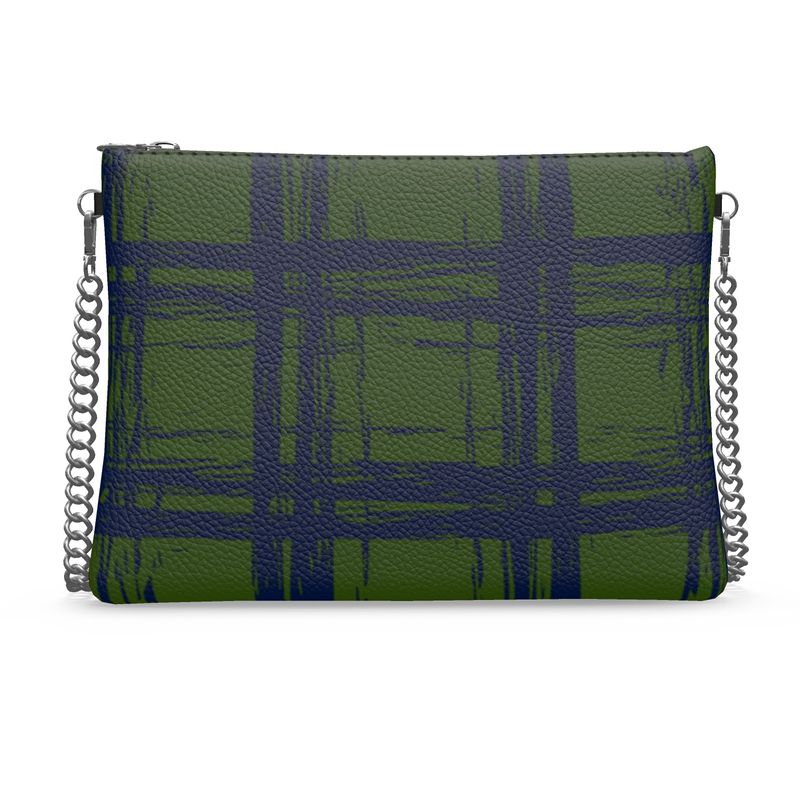 Cherish Chain Strap Handbag in Textured Nappa Leather - Zapillo Plaid Green/Blue