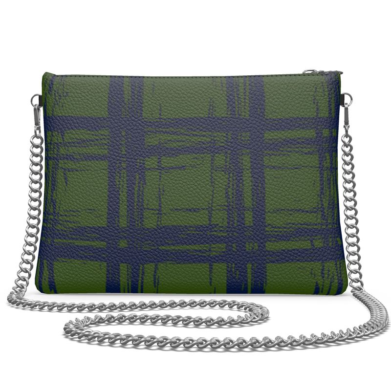 Cherish Chain Strap Handbag in Textured Nappa Leather - Zapillo Plaid Green/Blue