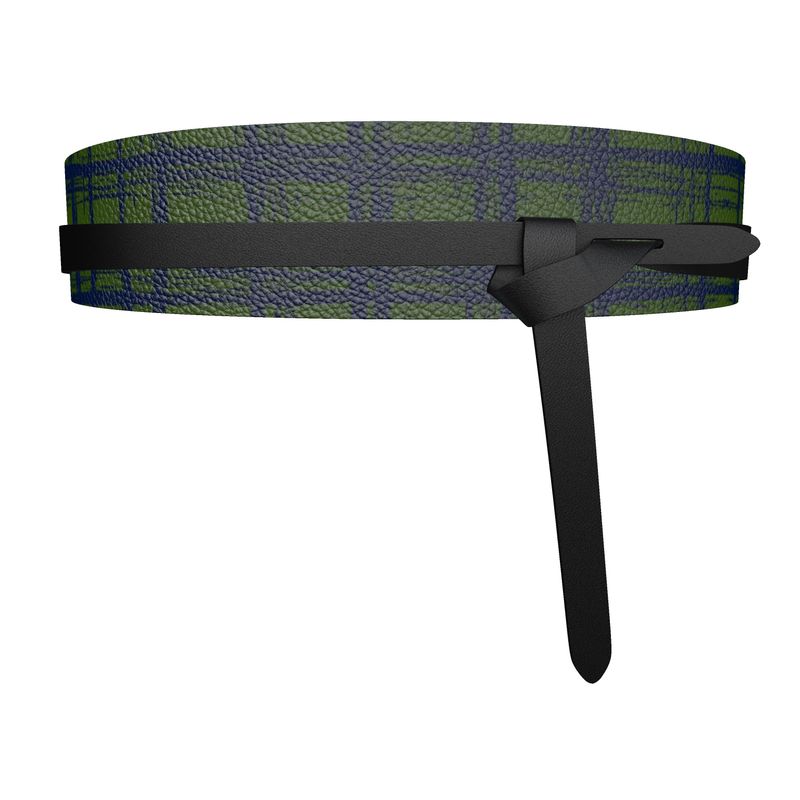 WORTHY Textured Nappa Leather Wrap Belt - Zapillo Plaid Blue/Green