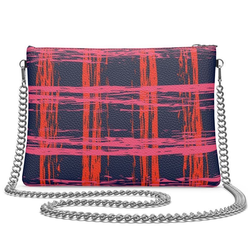 Cherish Chain Strap Handbag in Textured Nappa Leather - Zapillo Plaid Red/Pink/Blue