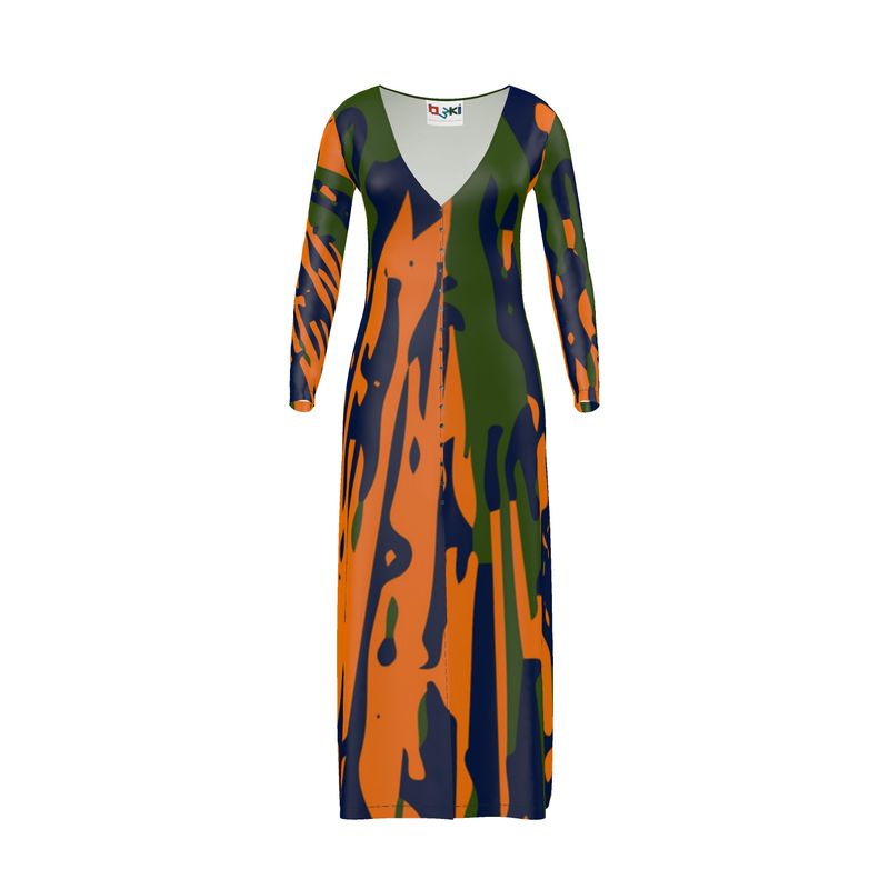 CHIN CHIN Maxi Cardigan Dress - Fan orange/green/blue