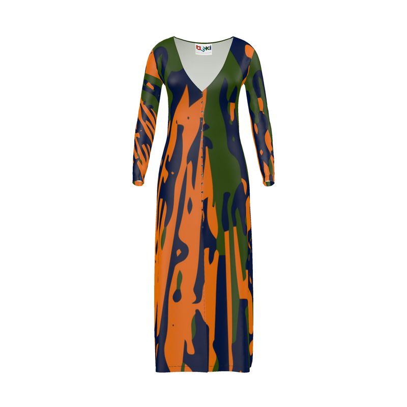 CHIN CHIN Maxi Cardigan Dress - Fan orange/green/blue