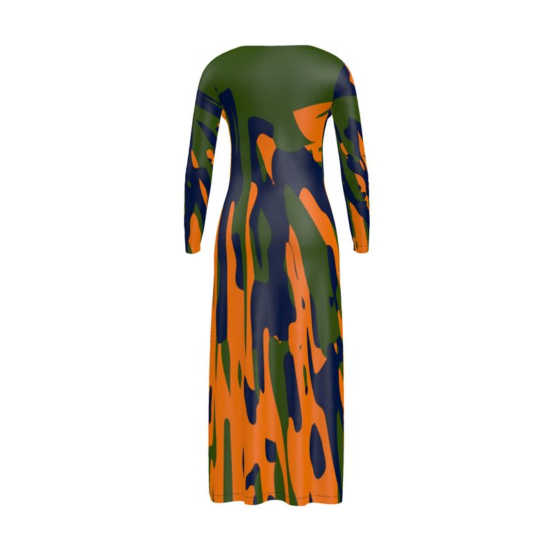 CHIN CHIN Maxi Cardigan Dress - Fan orange/green/blue
