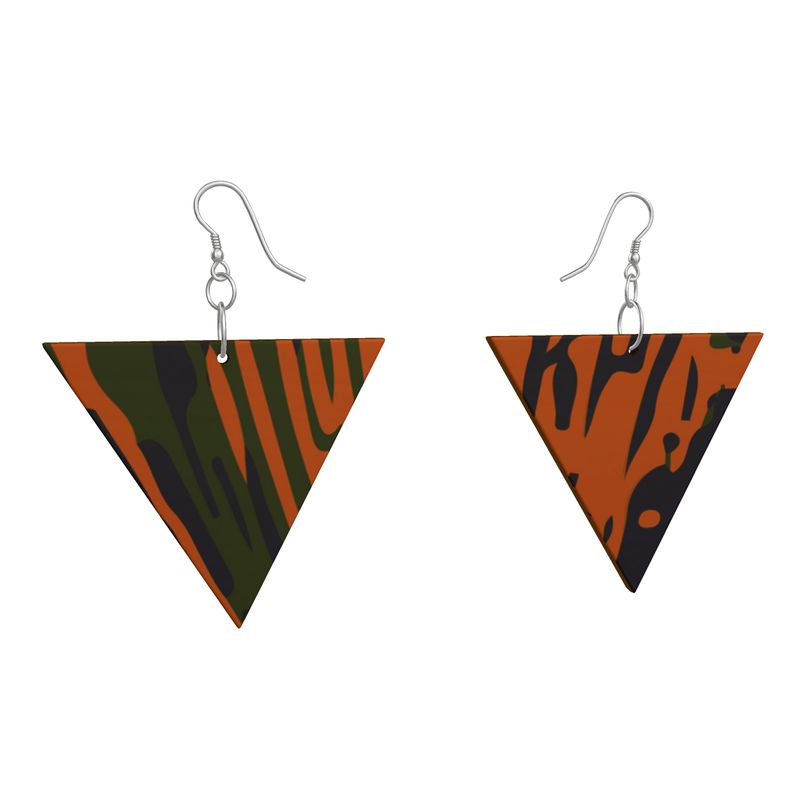 EFFORTLESS Geometric Wooden Drop Earrings - Fan Orange/Green/Blue