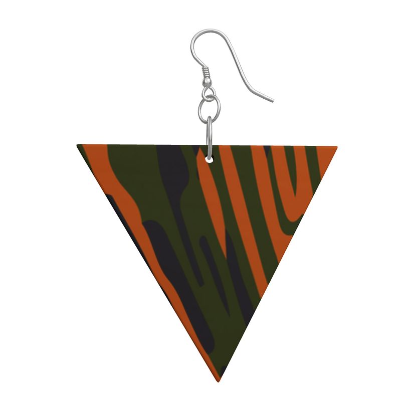 EFFORTLESS Geometric Wooden Drop Earrings - Fan Orange/Green/Blue