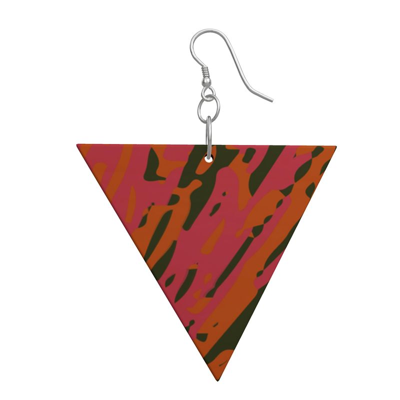 EFFORTLESS Geometric Wooden Drop Earrings - Fan Orange/Pink/Green