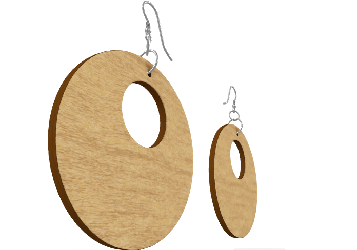 EFFORTLESS Organic Shape Wooden Drop Earrings - Zapillo Plaid Pink/Red//Blue