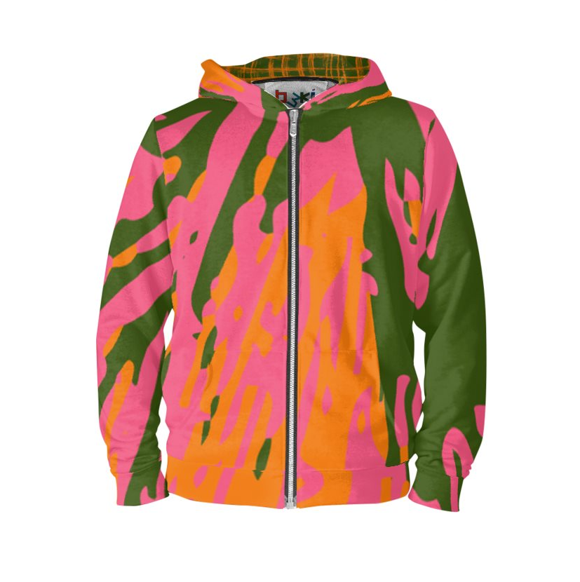 HAPPY Unisex Hoodie Top - Fan Orange/Pink/Green