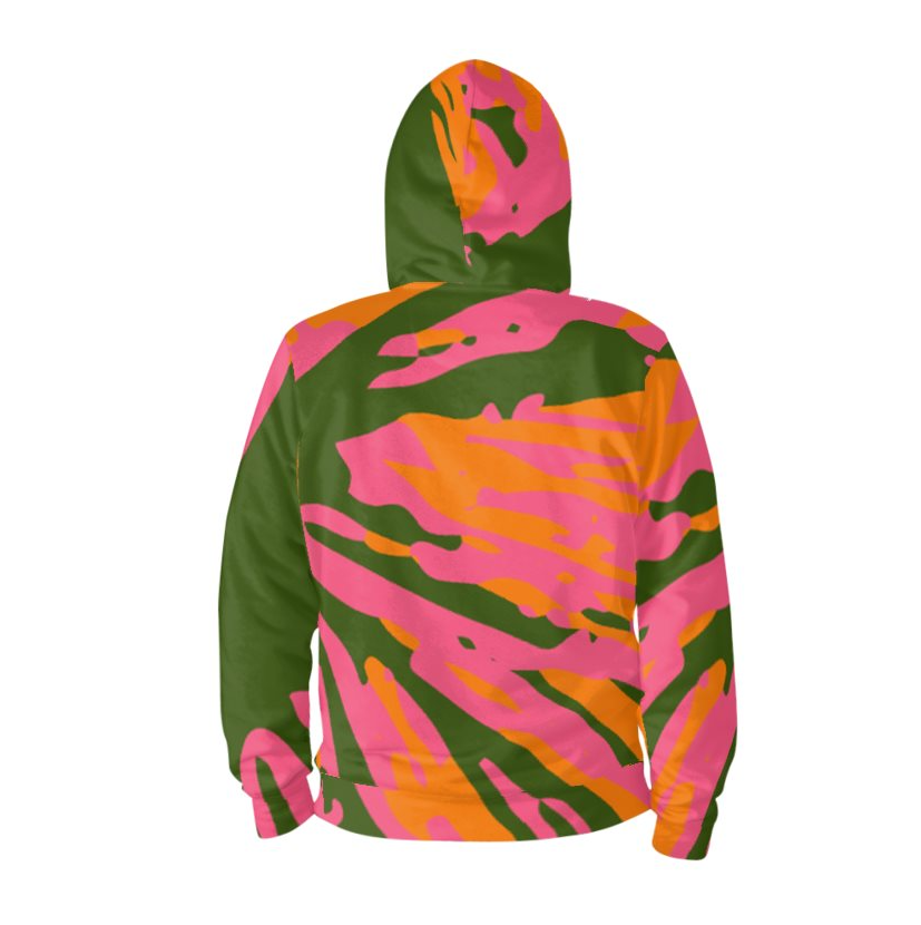 HAPPY Unisex Hoodie Top - Fan Orange/Pink/Green