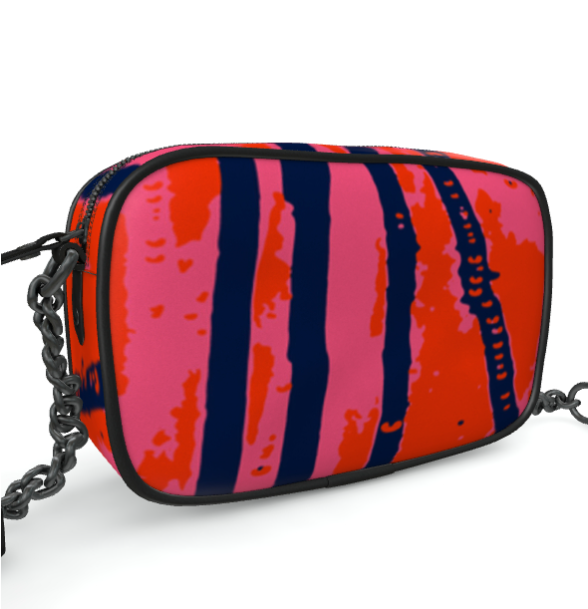 CHAPERONE Smooth Nappa Leather Companion Bag with Non-Removable Chain Strap - Esther Red/Pink/Blue