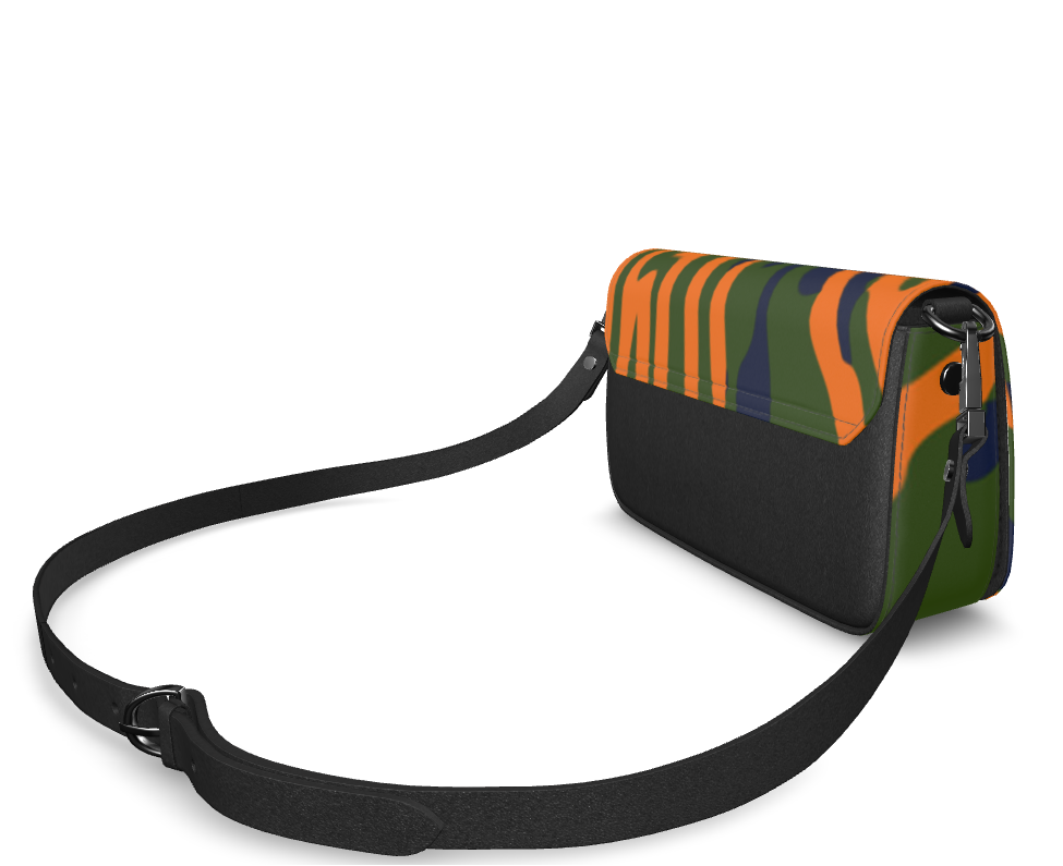 Bijou Smooth Nappa Leather Fold-over Box Bag with Removable Strap - Fan Green/Orange/Blue