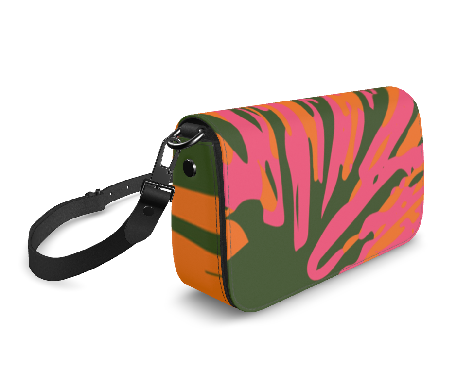 Bijou Smooth Nappa Leather Fold-over Box Bag with Removable Strap - Fan Pink/Orange/Green