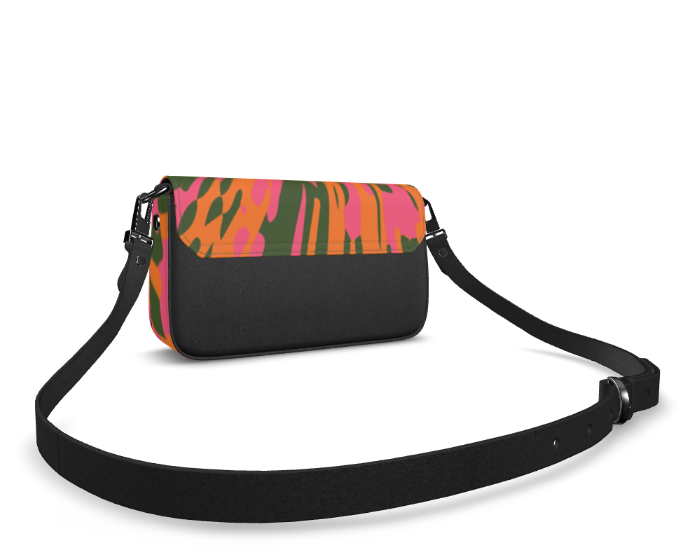 Bijou Smooth Nappa Leather Fold-over Box Bag with Removable Strap - Fan Pink/Orange/Green