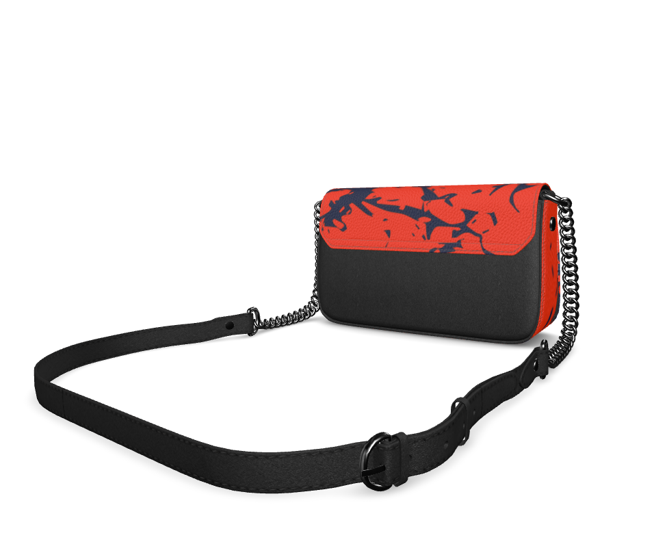 Bijou Textured Nappa Leather Fold-Over Box Bag with Non-Removable Chain Strap - Zapillo Swash Red/Blue