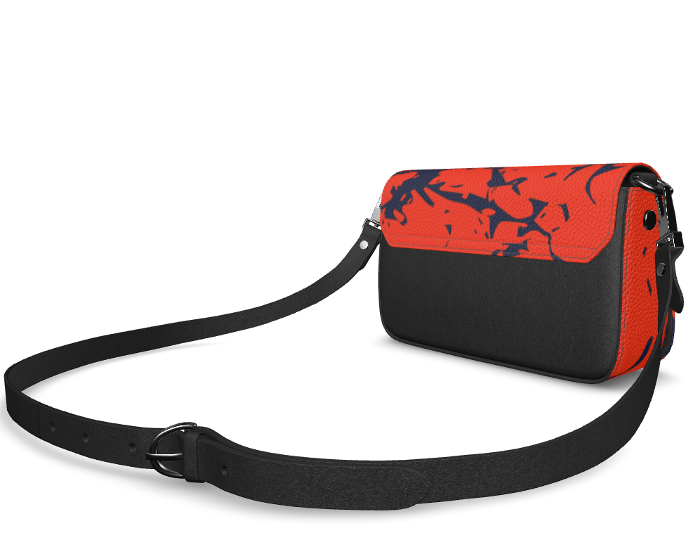 Bijou Textured Nappa Leather Fold-Over Box Bag with Removable Strap - Zapillo Swash Red/Blue