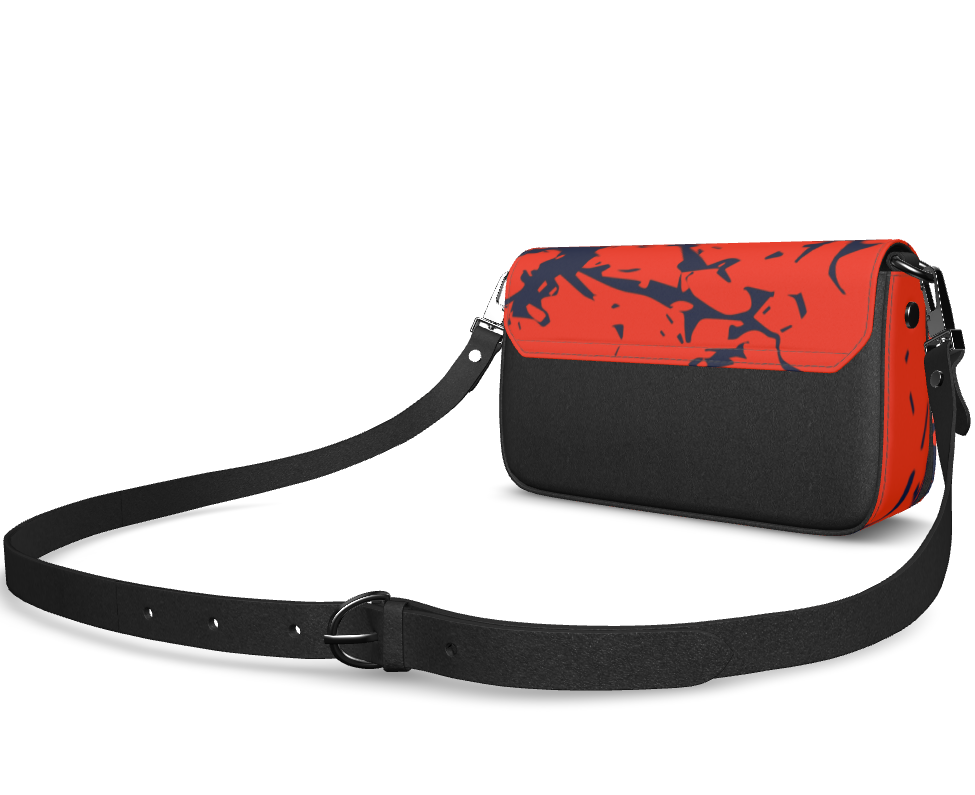 Bijou Smooth Nappa Leather Fold-Over Box Bag with Removable Strap - Zapillo Swash Red/Blue