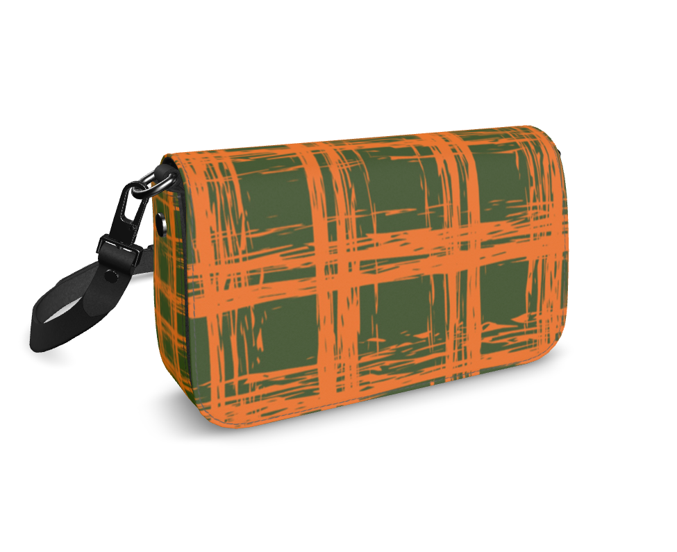 Bijou Smooth Nappa Leather Fold-Over Box Bag with Removable Strap - Zapillo Plaid Orange/Green