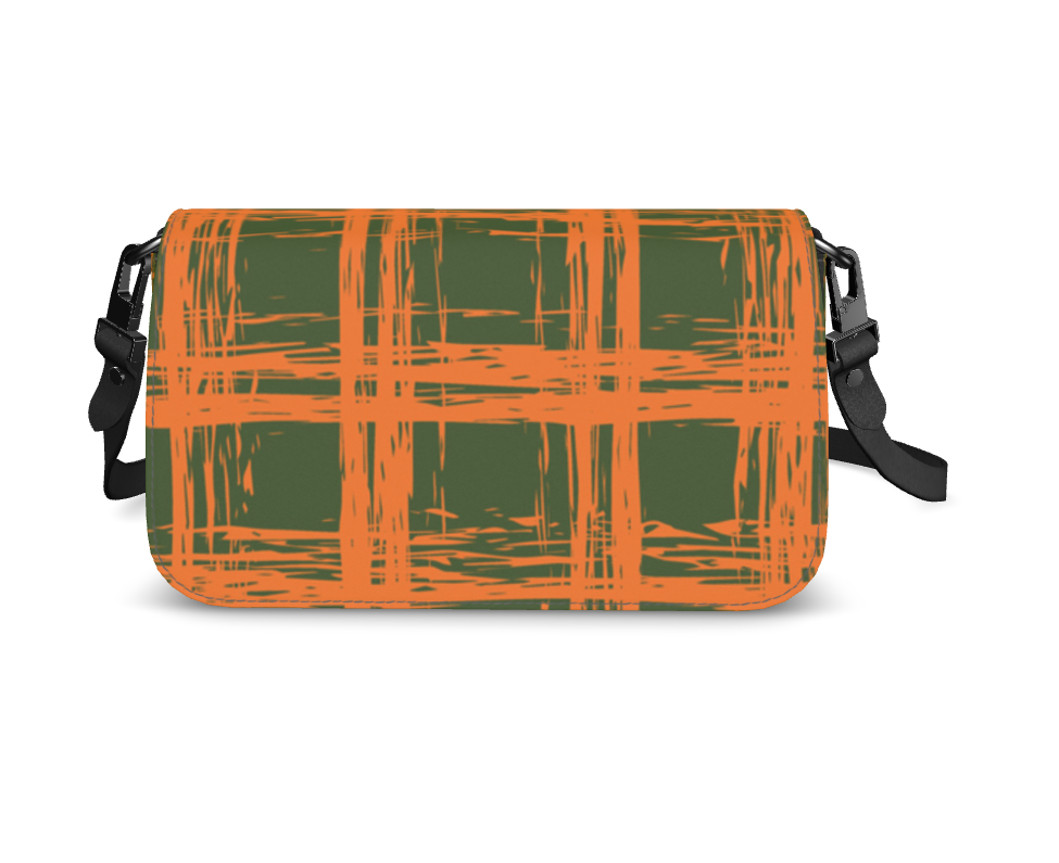 Bijou Smooth Nappa Leather Fold-Over Box Bag with Removable Strap - Zapillo Plaid Orange/Green