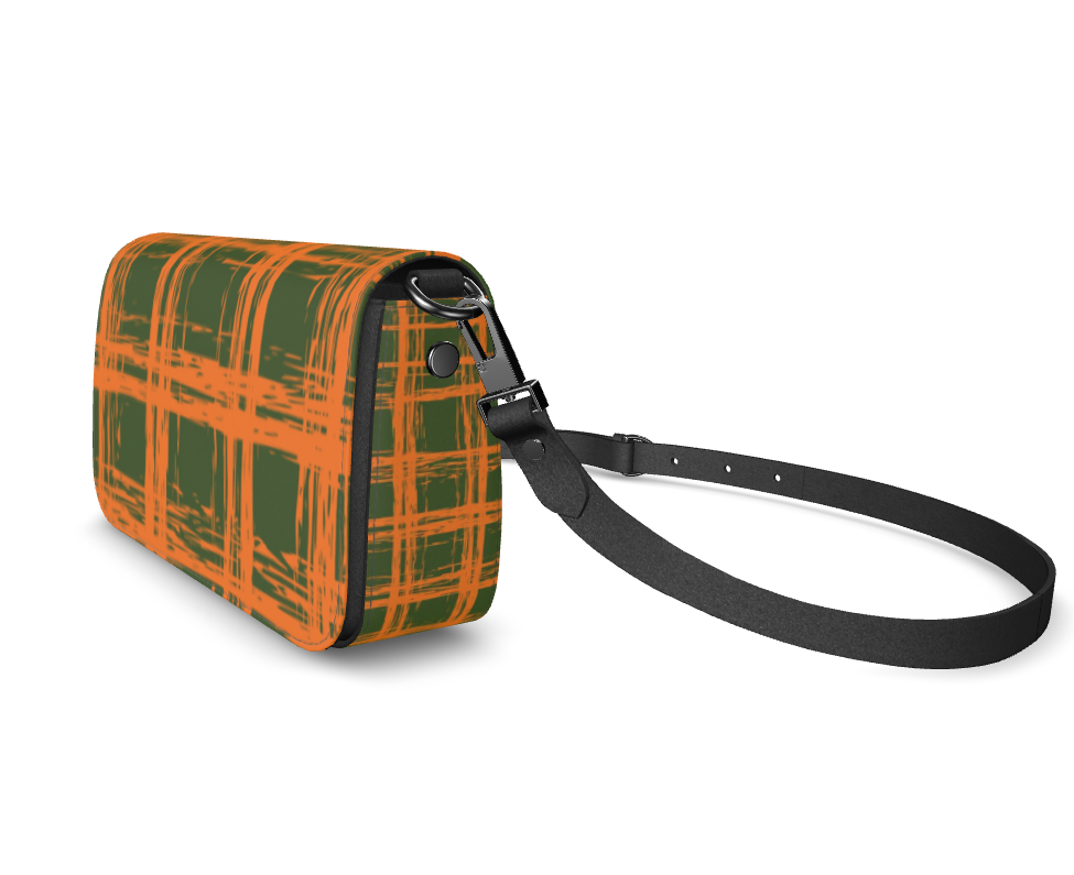 Bijou Smooth Nappa Leather Fold-Over Box Bag with Removable Strap - Zapillo Plaid Orange/Green