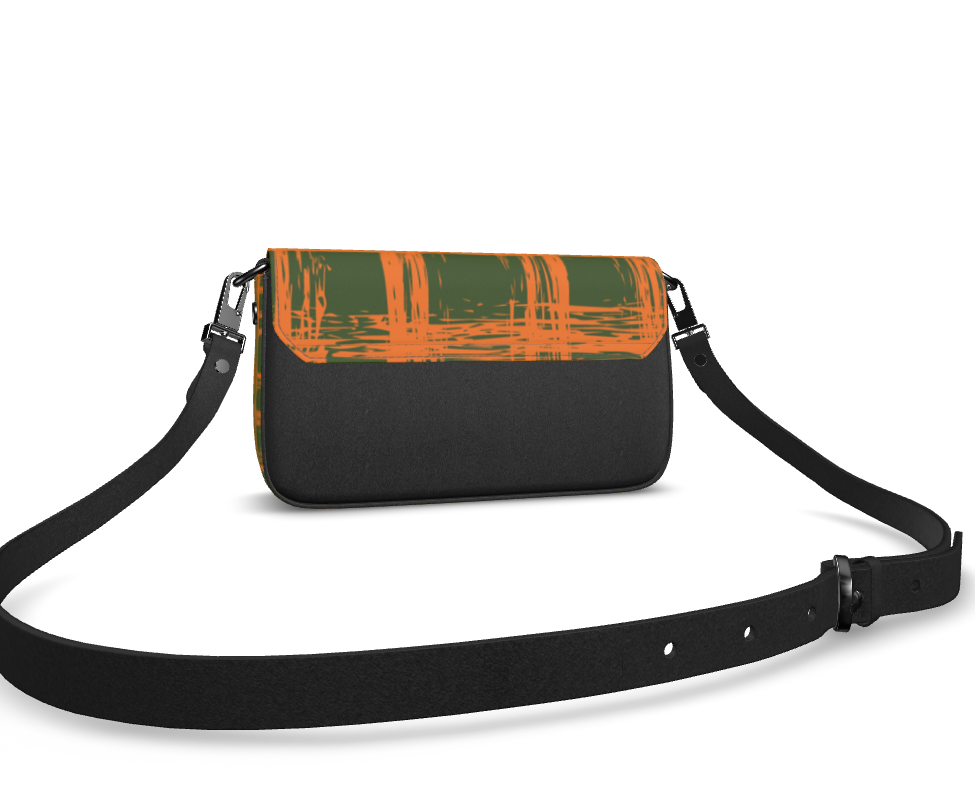 Bijou Smooth Nappa Leather Fold-Over Box Bag with Removable Strap - Zapillo Plaid Orange/Green