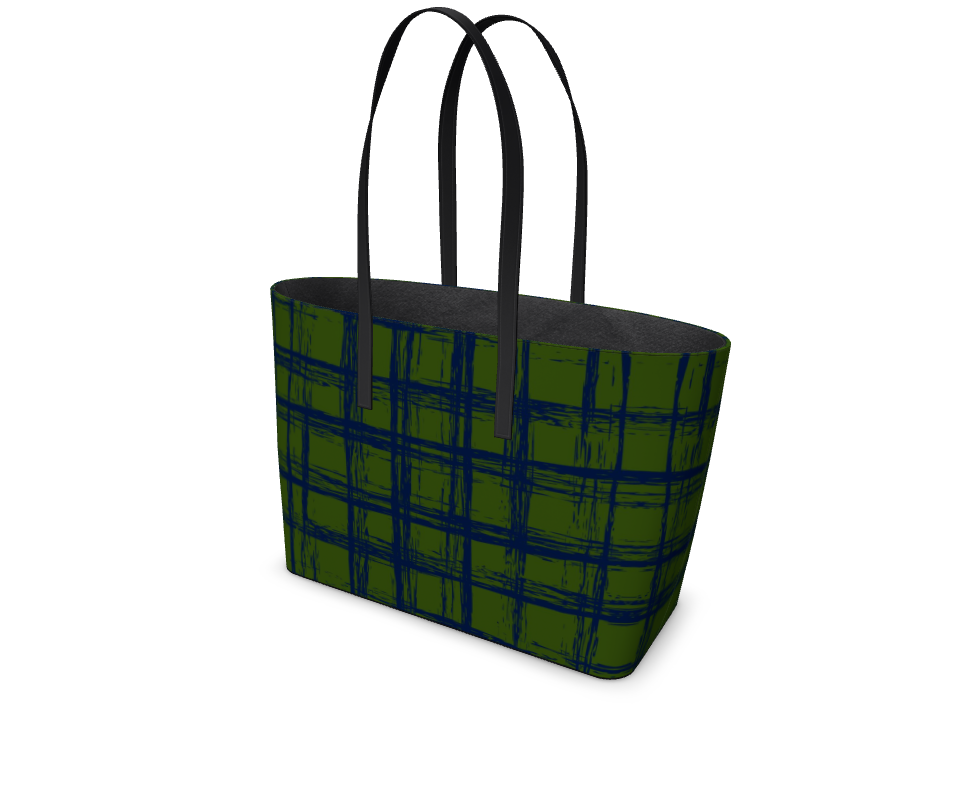 Tenacious Smooth Nappa Leather Tote Bag - Zapillo Plaid Green/Blue