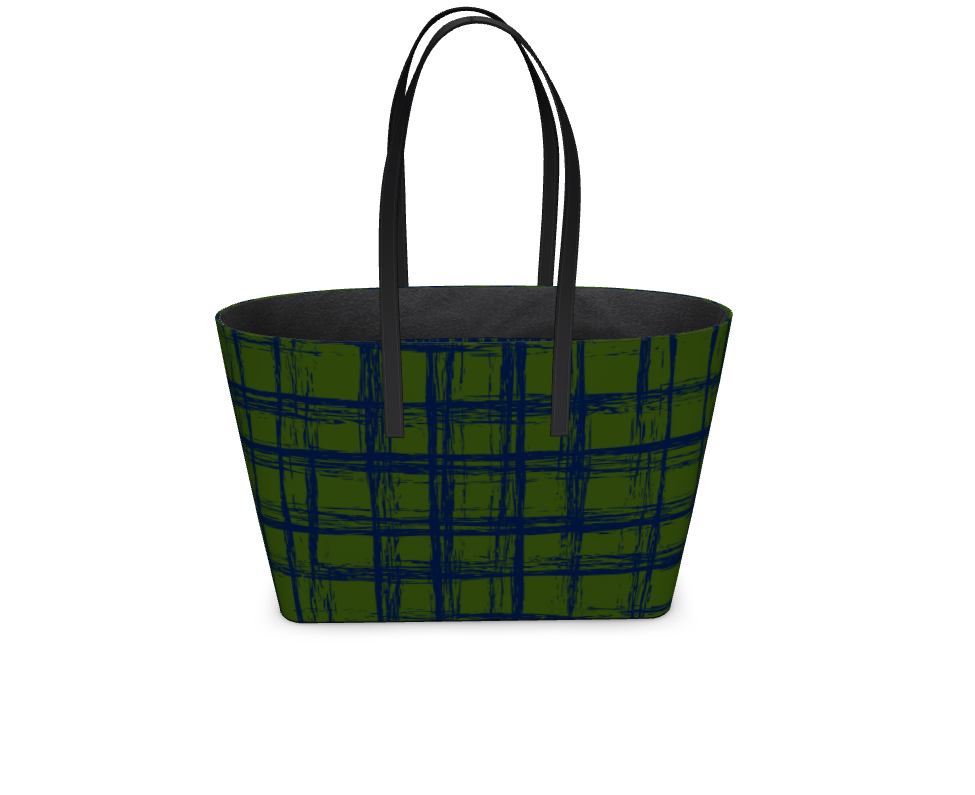 Tenacious Textured Nappa Leather Tote Bag - Zapillo Plaid Green/Blue