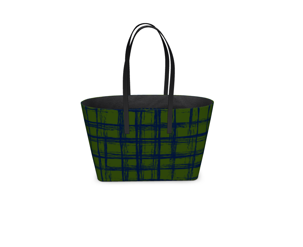 Tenacious Smooth Nappa Leather Tote Bag - Zapillo Plaid Green/Blue