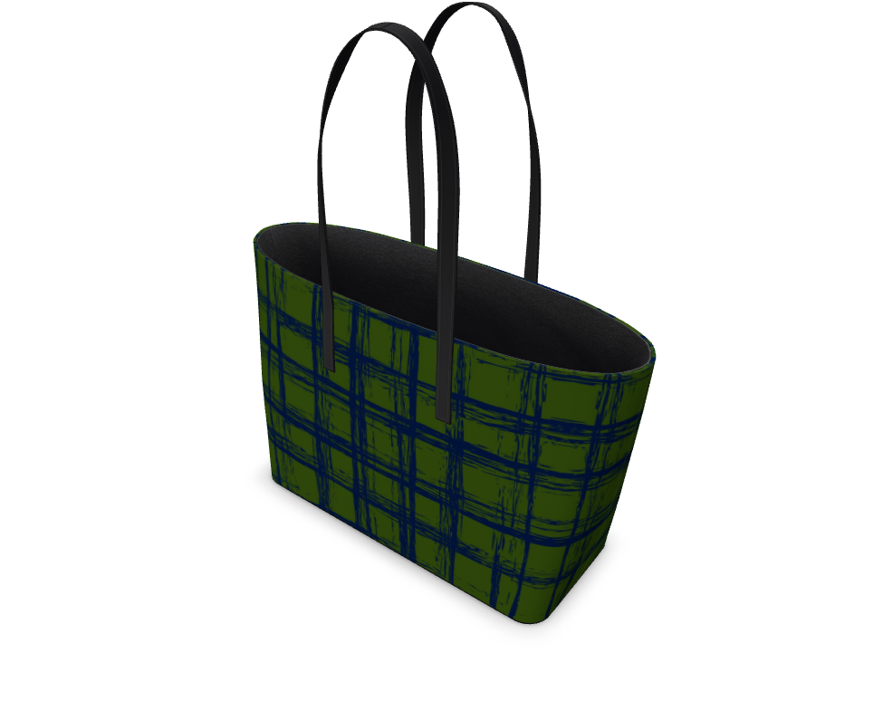 Tenacious Smooth Nappa Leather Tote Bag - Zapillo Plaid Green/Blue