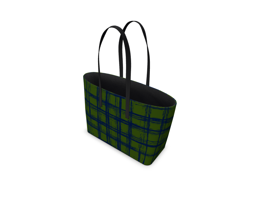 Tenacious Smooth Nappa Leather Tote Bag - Zapillo Plaid Green/Blue