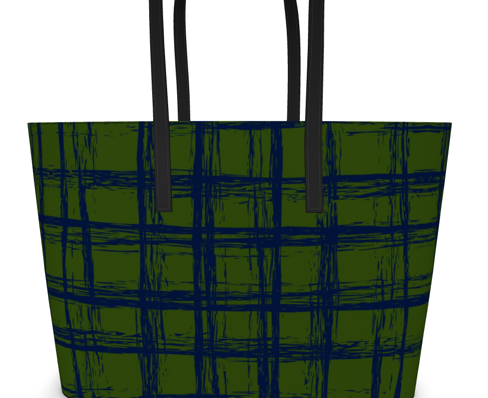 Tenacious Smooth Nappa Leather Tote Bag - Zapillo Plaid Green/Blue