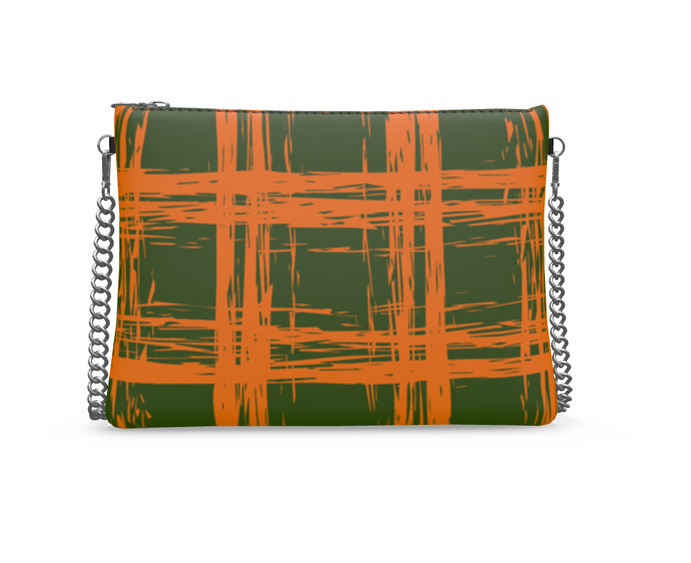 Cherish Chain Strap Handbag in Smooth Nappa Leather - Zapillo Plaid Green/Orange